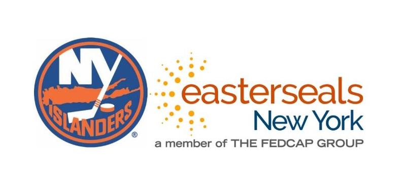 A NY Islander logo is set next to the Easterseals New York logo