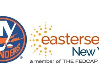 A NY Islander logo is set next to the Easterseals New York logo